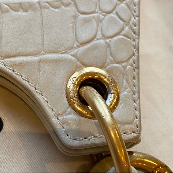 APEDE MOD WHITE CROC EMBOSSED LEATHER HOBO CHAIN SHOULDER FROGGY BAG - Picture 9 of 16